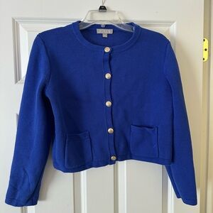 J.Crew Royal Blue Knit Sweater with Gold Accents